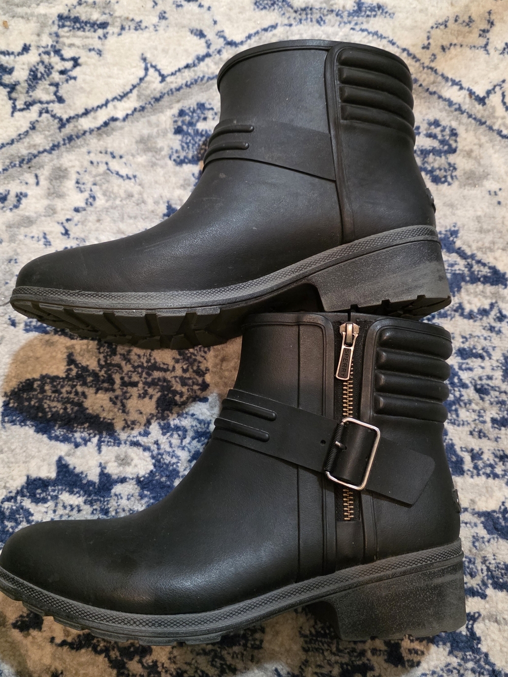 Sperry Moto Ankle Boots Aerial Black Zip Waterproof Womens SZ 9